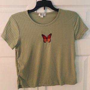 brand new girls' butterfly crop top t-shirt by designer: @cultfavorite.